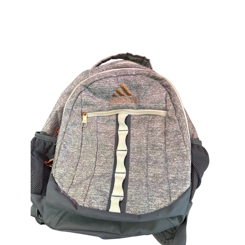 Adidas Stratton III Backpack Gray/Bronze Logo Zippers Multiple Pockets‎